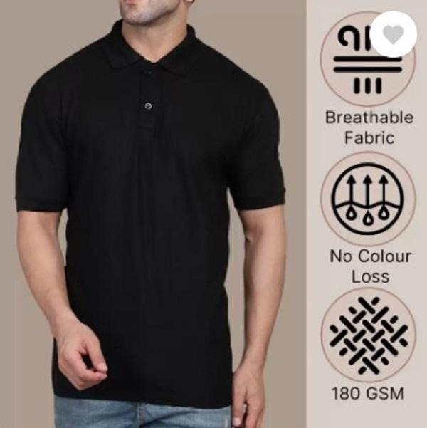Men Cotton Polo T-Shirt Black Slim Fit Casual Wear 4.2 3 Ratings